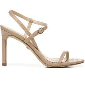 Dara Croc-Embossed Sandals in Size 6.5 BEIGE